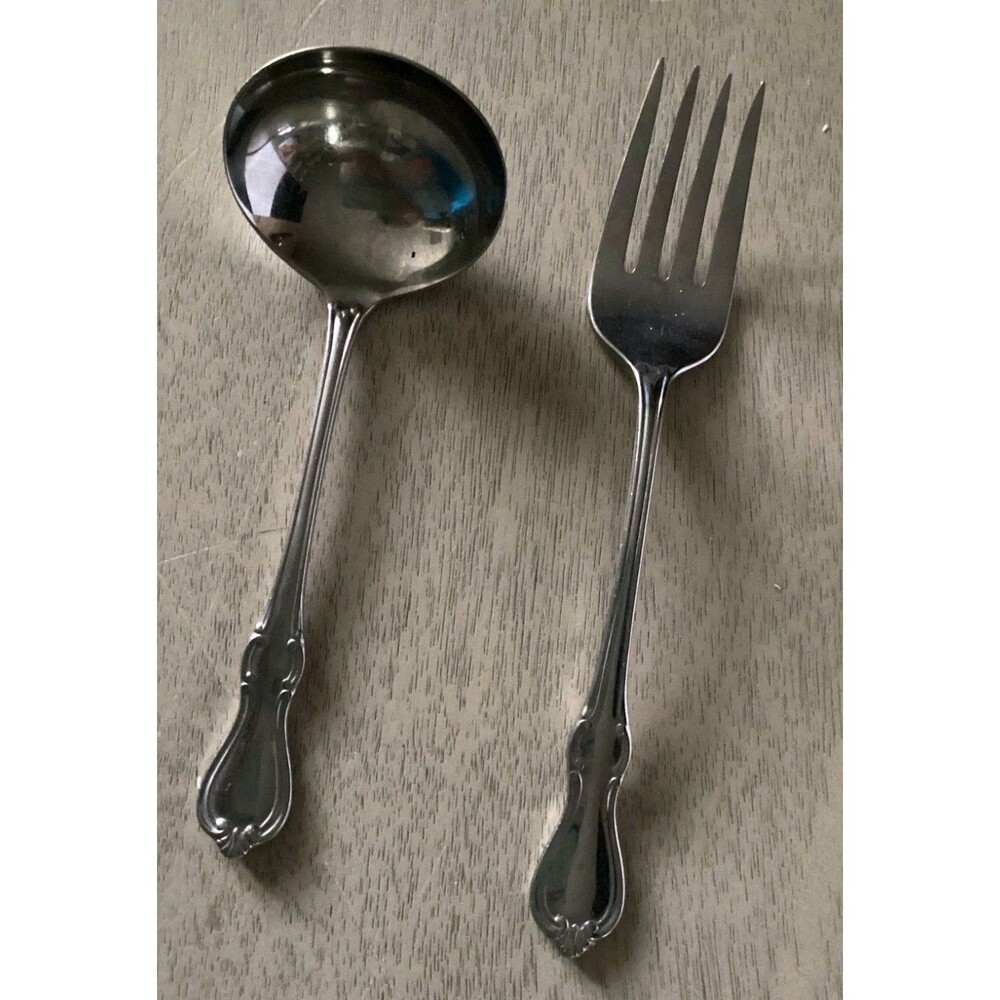 Set 2 Reed & Barton Camelot Gravy Ladle Spoon Serving Fork